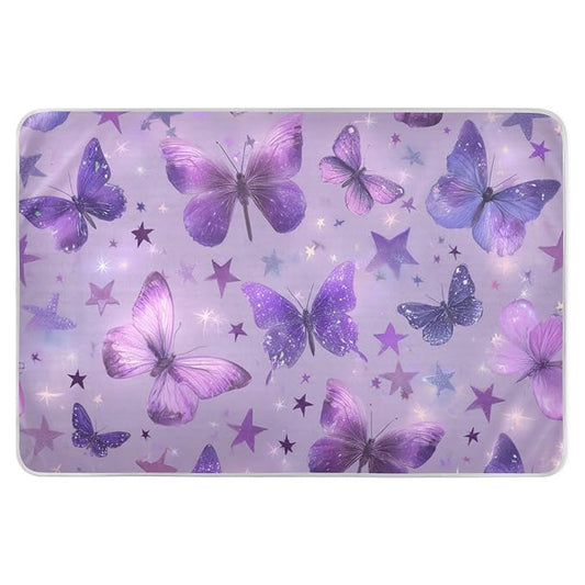 Waterproof Bed Pad Reusable Changing Pad Toddler Mattress Protector Large Pee Pad Baby Diaper Pad Soft Washable Liner Purple Dreamy Butterflies and Stars