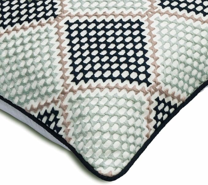 The HomeCentric King/Queen/Twin Blue Decorative Bed Runner Twin 53"x18" Bed Runner with Two Pillow Cover, Embroidered Bed Scarf on Embroidered Fabric - Pointillism