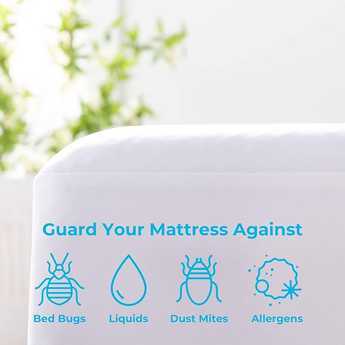 Linenspa Zippered Mattress Encasement – Twin Size Waterproof Mattress Protector – Quiet Cover & Complete Protection-– Dorm Room Essentials,White,(Pack of 8)