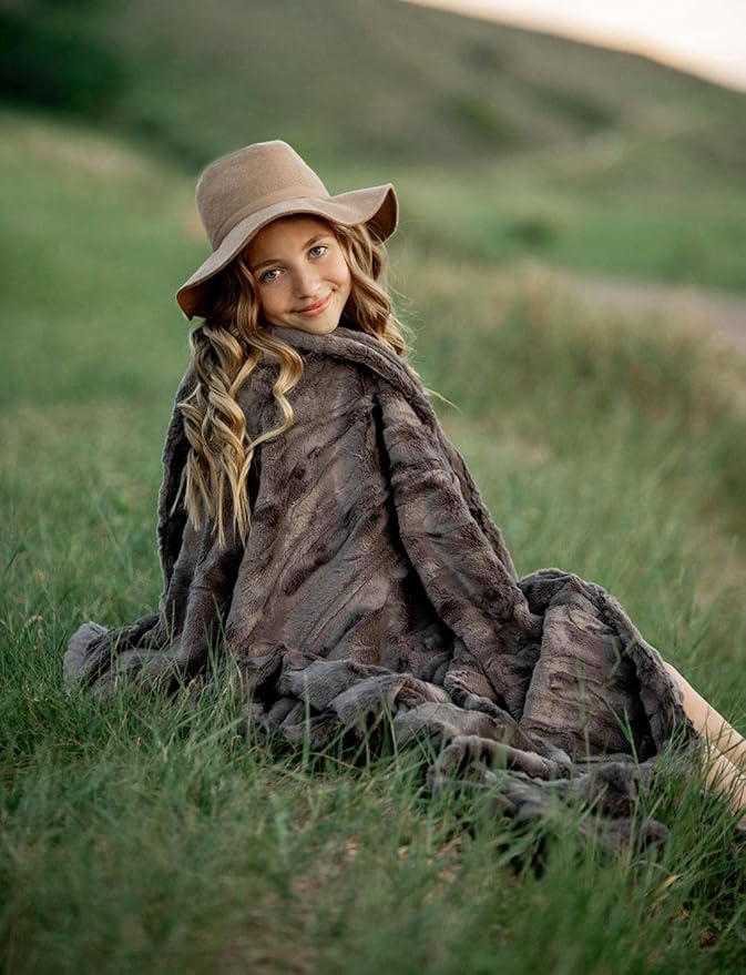 Minky Couture Premium Solid Color Blanket - Soft, Warm, Cozy, Comfortable, (Grande, Sorbet Charcoal)