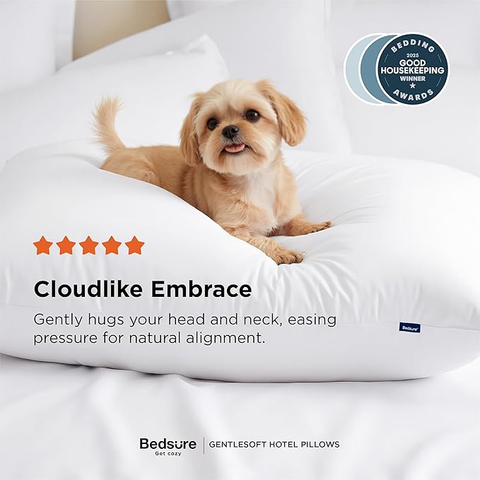 Bedsure Medium Firm Bed Pillows for Sleeping Standard Size, Set of 4, Standard Pillows 4 Pack Hotel Quality Premium Down Alternative for Medium Supportive Filling for Side, Back Sleepers