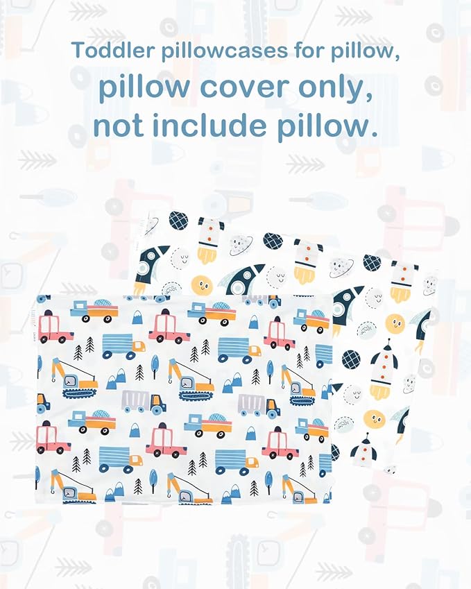 ALVABABY Toddler Pillowcases Stretchy Soft Kids Pillow Cover 2 Pack Fit 13"x 18" or 12"x16" Envelope for Girl Boy Sleepy Travel 2TPE22A