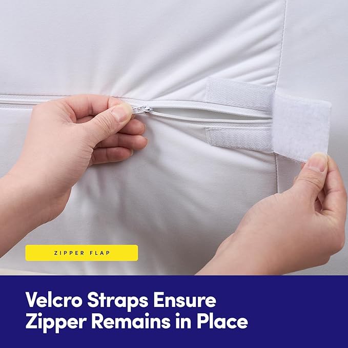 Full Size Mattress Protector – Waterproof Zippered Mattress Encasement – Breathable Polyester Membrane – Fits 10″–16″ Deep Mattresses – Full Encasement, Liquid Barrier, Machine Washable