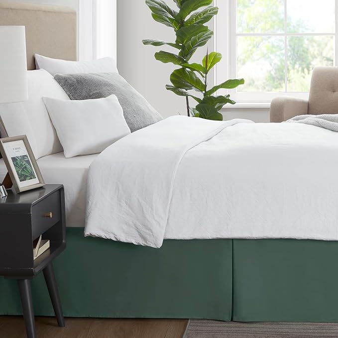 Nestl Ice Blue Bed Skirt Queen Size - Queen Bed Skirt 14 Inch Drop - Brushed Microfiber Bed Skirts - Hotel Quality Pleated Bed Skirt - Shrinkage & Fade Resistant