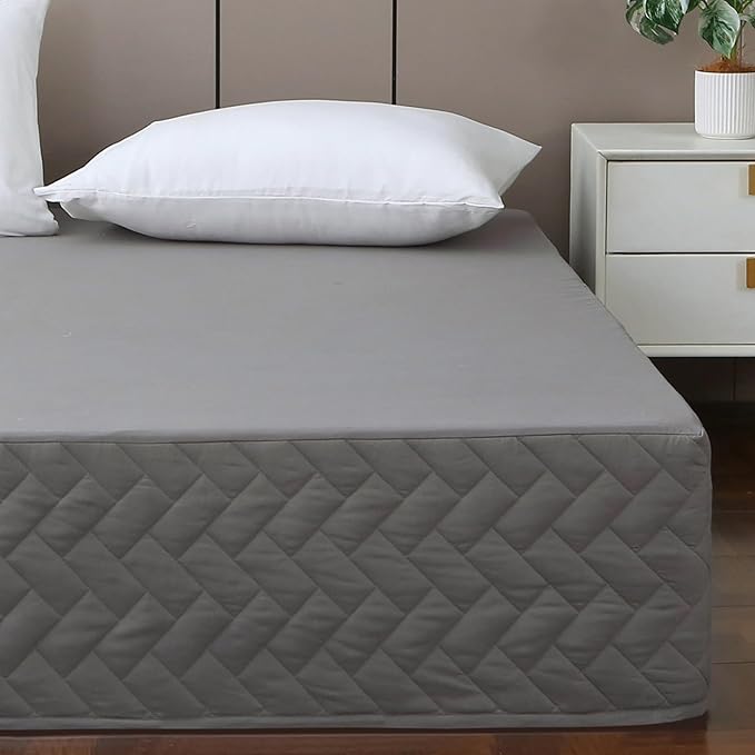 King Bed Skirt-Box Spring Cover with 14 Inch Tailored Drop,Wrinkle and Fade Resistant Hotel Wrap Around Bed Skirts,Bed Frame Cover (Checkered Gray, King)