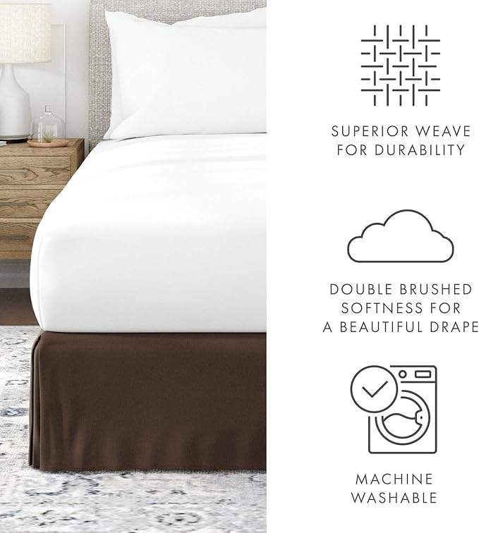 Linen Market Bed Skirt - Ultra Soft Microfiber - Easy Fit with 14 Inch Tailored Drop - Hotel Quality, Shrinkage & Fade Resistant - Bed Cover - Full Size Bed Skirts - Bedroom Décor - (Full, Chocolate)