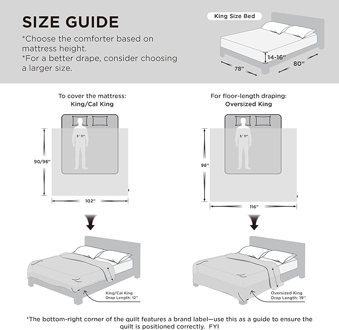 Bedsure Comforter Duvet Insert - Quilted Comforters Oversized King Size, All Season Duvet, GentleSoft Down Alternative Bedding, with 8 Tabs, Gifts for Women, Mustard Yellow, Oversized King 116x98