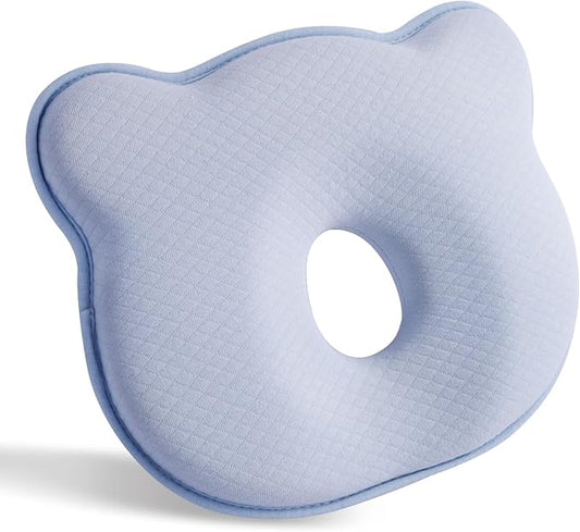 Memory Foam Baby Pillow,Cute Cartoon Bear Soft and Cozy Pillow, Breathable Bedding Set for Infants for Small Boys and Girls Prevent Flat Head