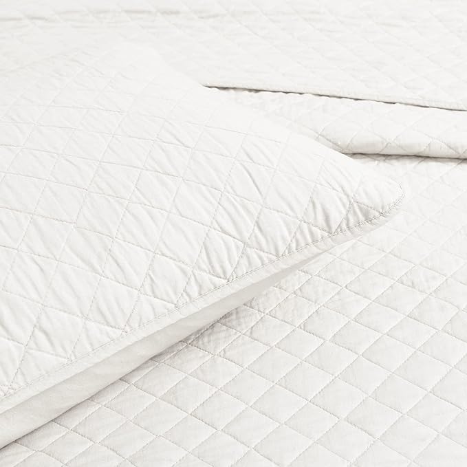 Lush Decor Ava Quilt Diamond Pattern Solid 3 Piece Oversized Bedding Blanket Bedspread Set - King - White