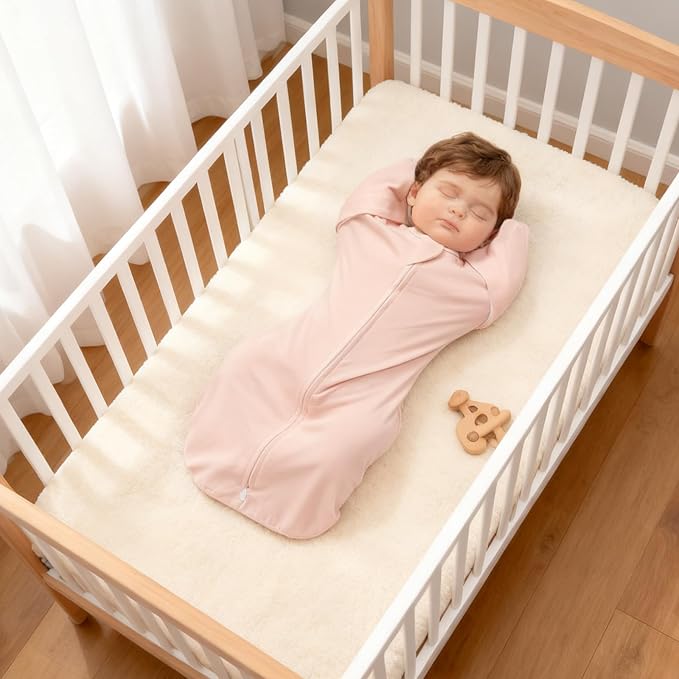 MEXXI Swaddle Baby Sleep Sack With Arms Up, 2 Pack Baby Transitional Swaddle with Double Zipper,0.5 TOG