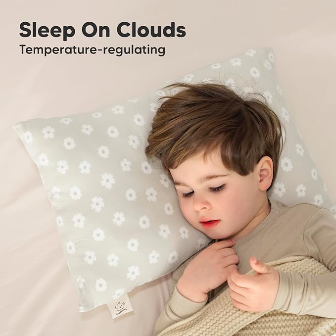 KeaBabies Toddler Pillow with Pillowcase - 13x18 My Little Cuddly Kids Travel Pillows for Sleeping, Nap, Viscose from Bamboo Nursery Pillowcase, Soft & Breathable, Toddler 2-5 Years Old (Meadow)