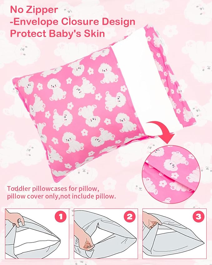 ALVABABY Toddler Pillowcase Stretchy Soft Kids Pillow Cover Fit 13"x 18" or 12"x16" Envelope for Girl Boy Sleepy Travel 2 Pack 2TPE47A
