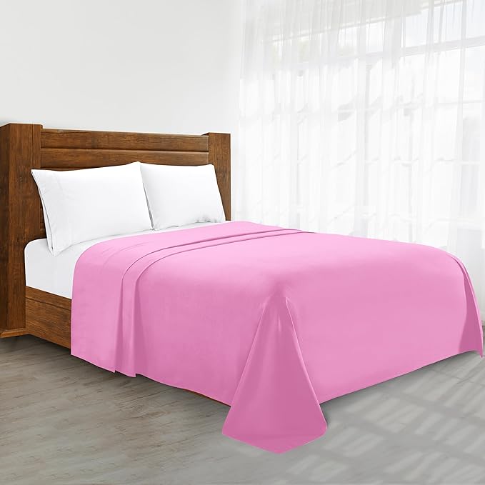 Luxury Flat Sheet on Amazon Elegant Comfort Wrinkle-Free 1500 Premier Hotel Quality 1-Piece Flat Sheet, Full Size, Pink