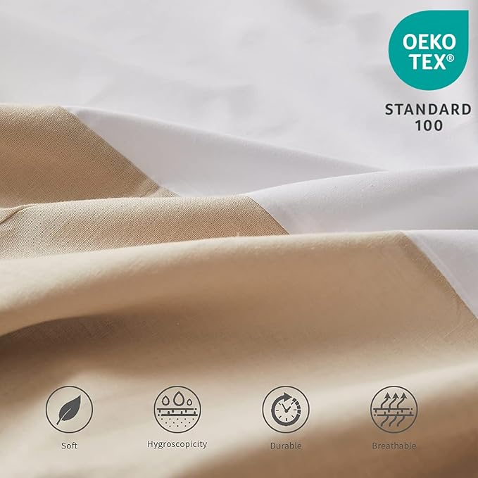 BISELINA French Linen Bed Skirt Split Corner with Button 18-Inch Tailored Drop Natural Flax Cotton Blend Basic Dust Ruffle Soft Cozy (18" King,Button Linen)