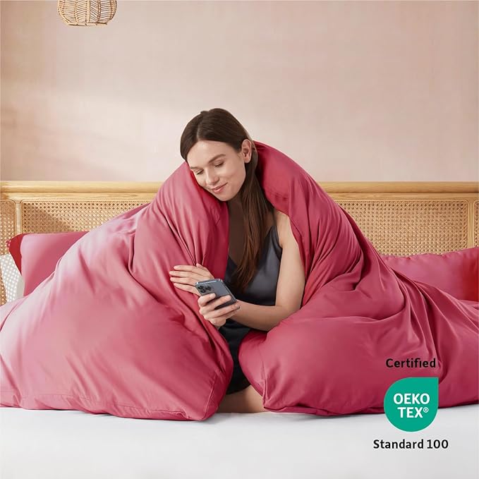 Nestl Burgundy Red California King Duvet Cover Sets - Soft Double Brushed Cal King Duvet Cover, 3 Piece, with Button Closure, 1 Duvet Cover 104x98 inches and 2 Pillow Shams