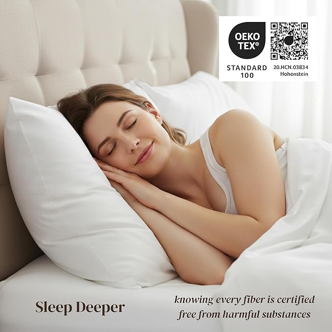Beckham Hotel Collection Cotton Pillowcases King Size, 500TC, Sateen Finish, Open End, Breathable, Moisture-Wicking, Dark Gray (4 Pieces)