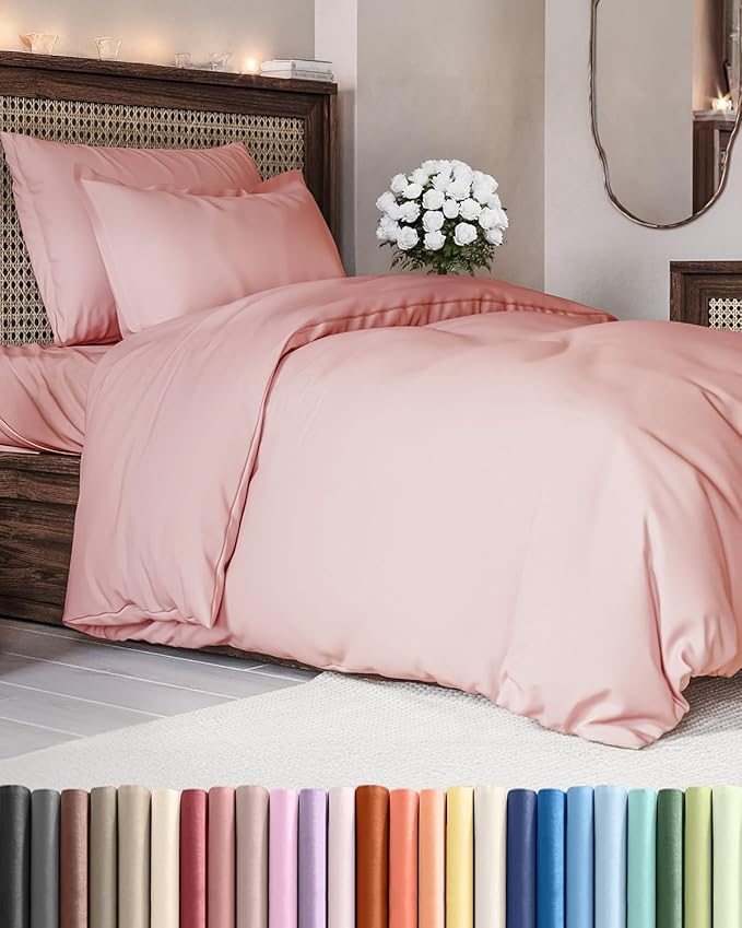 Duvet Cover Twin/Twin XL Size - Extra Soft Twin/Twin XL Size Duvet Cover - Breathable, Easy Care and Fade Free with Zipper Closures & Ties - 68" x 90" Inches - (Baby Pink) Comforter Not Included