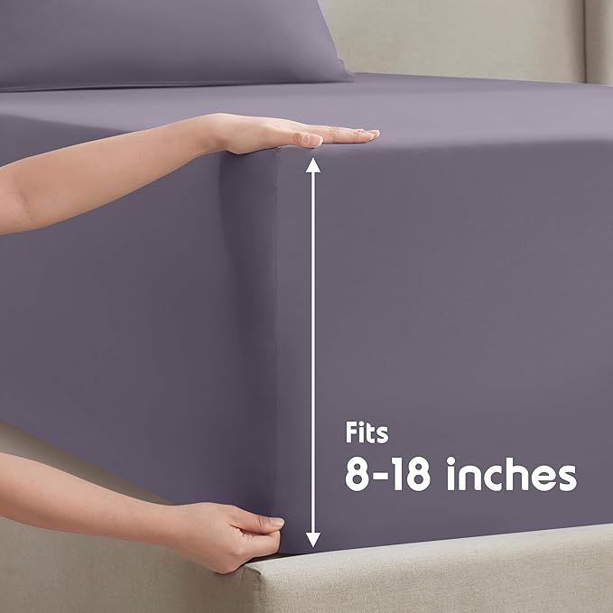 Nestl Full Sheet Set - Luxury 1800 Ultra-Soft Microfiber Full Bed Sheets - Double Brushed - Deep Pockets - Easy Fit - 4 Piece Set - Bedding Sheets & Pillowcases (Full, Grayish Purple)