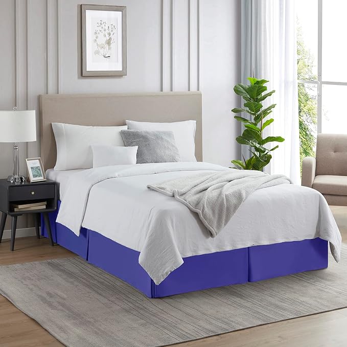 Nestl Royal Blue Bed Skirt King Size - King Bed Skirt 14 Inch Drop - Brushed Microfiber Bed Skirts - Hotel Quality Pleated Bed Skirt - Shrinkage & Fade Resistant