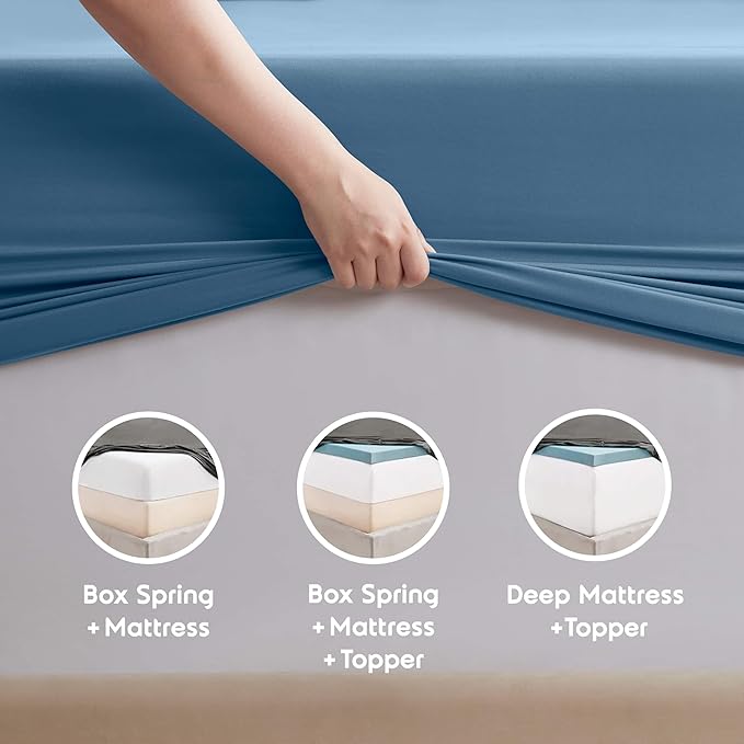 Nestl King Sheet Set - Luxury 1800 Ultra-Soft Microfiber King Bed Sheets - Double Brushed - Deep Pockets - Easy Fit - 4 Piece Set - Bedding Sheets & Pillowcases (King, Blue Heaven)
