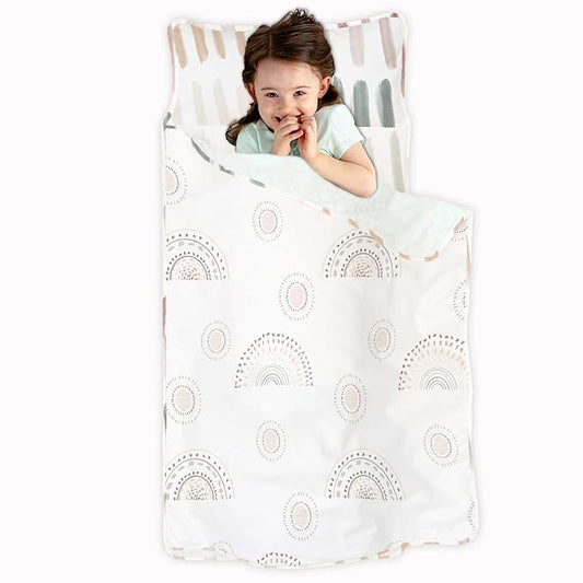 JumpOff Jo Nap Mat for Kids - Cozy Kids Rest Mat with Removable Pillow and Ultra Soft Blanket for Preschool, Daycare, and Sleepovers - Rainbow Dash