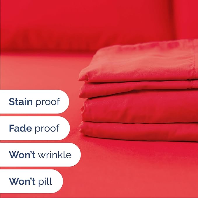 Cal King 6 Piece Sheet Set - Comfy Breathable & Cooling - Ultra Soft Hotel Luxury Bedding Set w/ 8-16 Inch Deep Pockets - 1 Flat & 1 Fitted Sheet & 4 Pillowcases - Cozy, Wrinkle Free & Easy Care - Red