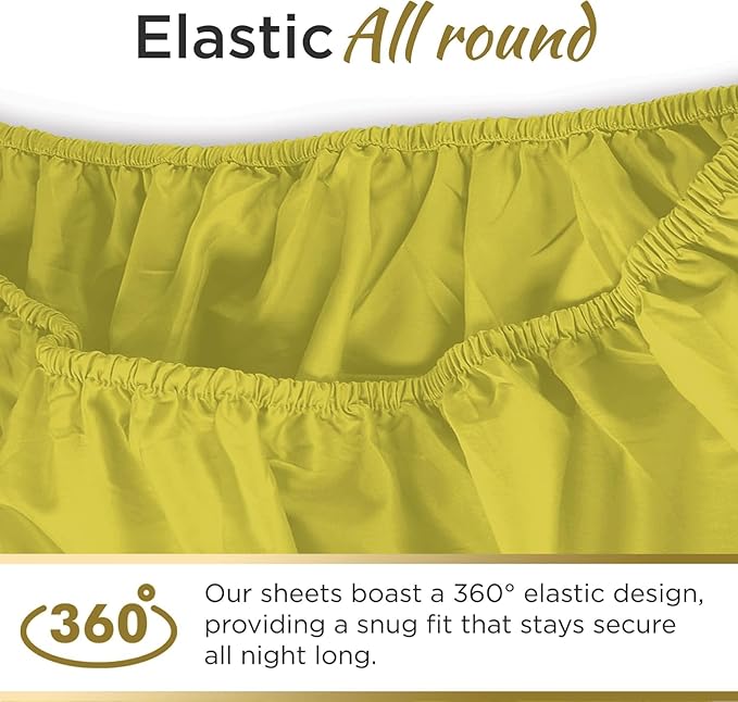 Full XL 100% Microfiber Double Brushed Sheet Set - Extra-Soft, Breathable & Wrinkle-Free - 15" Deep Pockets, 54" x 80" - Ideal for Extra Long Full Beds - 4PC Set (Full XL, Yellow)