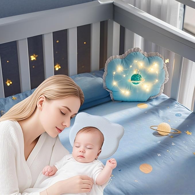 SMKHA Memory Foam Pillow and Pillowcase Set, Pillow to Prevent Flat Head,Super Soft for Baby Head
