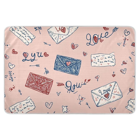 Waterproof Bed Pad Reusable Changing Pad Toddler Mattress Protector Large Pee Pad Baby Diaper Pad Soft Washable Liner Valentine Hearts Love Letter Pink