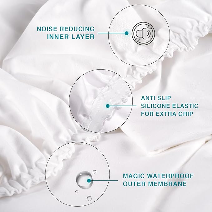 FABDREAMS Organic Waterproof Mattress Protector Full Size | Mattress Cover | Mattress Encasement | Fits up to 17" Deep Pocket | Temperature Regulating | Breathable | White