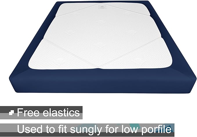 Alyvia Spring Box Spring Cover Full Size - Jersey Knit & Stretchy Wrap Around 4 Sides Bed Skirt for Hotel & Home - Full/Full XL, Navy