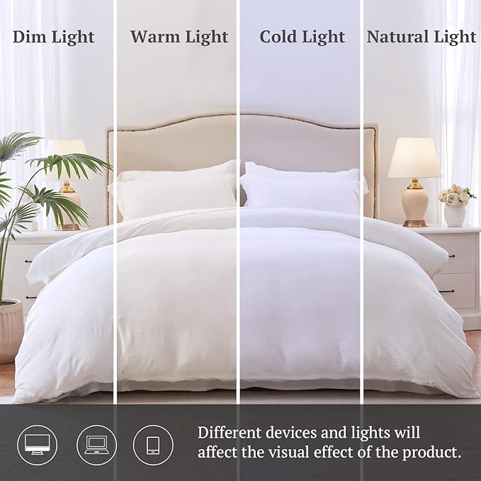 MILDLY Super Soft Duvet Cover - 100% Washed Microfiber Bright White Comforter Cover Set 3 Pieces with Zipper Closure & Corner Ties (No Comforter)