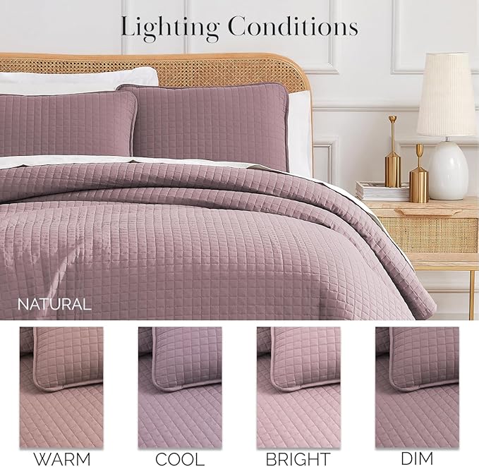 Southshore Fine Living, Inc. Twin Quilt Bedding Set, Soft Brushed Microfiber Quilt, Twin Coverlet Bedspread, Wrinkle & Pet Hair Resistant Bedding, Easy Care, with 1 Pillow Sham, Lavender