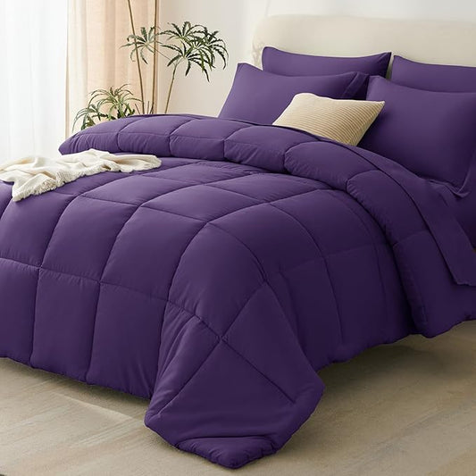 CozyLux Full Size Comforter Sets Purple - 7 Pieces Bed in a Bag Full, Oeko-Tex Certified Bed Set, All Season Soft Bedding Set with Down Alternative Comforter, Sheets, Pillowcases & Pillow Shams