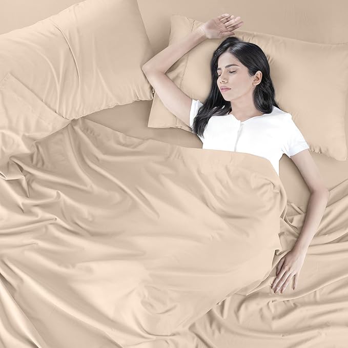 Utopia Bedding King Size Sheet Set - Bulk Pack of 8 Bed Sheets Set - Soft Brushed Microfiber - Deep Pockets - Shrinkage & Fade Resistant - Easy Care (Beige)