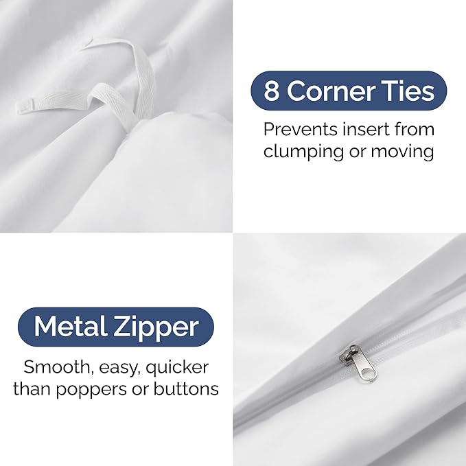 White Duvet Cover Queen Size - Extra Soft Queen Size Duvet Cover - Lightweight, Comfy, Cozy & Breathable - Easy Care & Fade Free with Zipper Closures & Ties - 90" x 90" Inches - Comforter Not Included