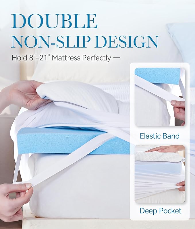 BDEUS Waterproof Dual Layer 4 Inch Memory Foam Mattress Topper Twin Size, 2 Inch Gel Memory Foam Plus 2 Inch Down Alternative Quilted Pillow Top Mattress Pad Cover for Kids, Pets