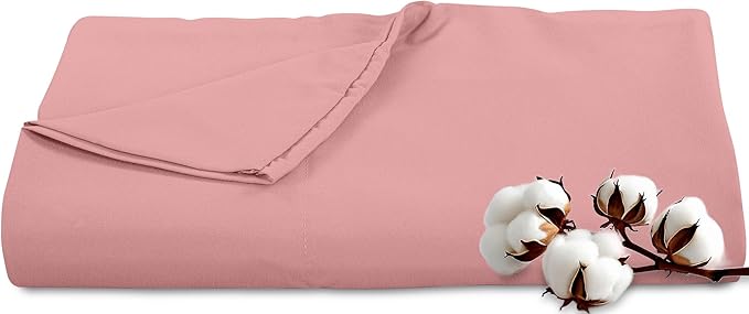 Royale Linens 300 Thread Count 100% Long Staple Combed Cotton Flat Sheet - Super Soft - Top Sheets - Full Flat Sheet Sold Separately - Breathable, Cool & Crisp Percale Sheets Only (Twin XL, Pink)