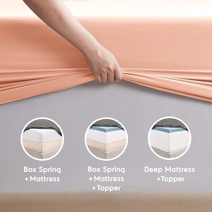 Nestl RV Bed Linen Set, Short Queen - 4 Piece Microfiber Sheet Set with Double Brushed Peach Sheets, Extra Soft Bedding & Pillowcases