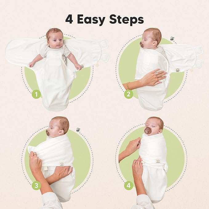 Baby Swaddle Sleep Sacks with Zipper - 3-Pack Swaddles for Newborns 0-3 Months, Infant, Baby Girls, Boys, Soft & Durable Newborn Sleep Sack, Easy Diaper Change Swaddling Blanket (Soft White, OS)