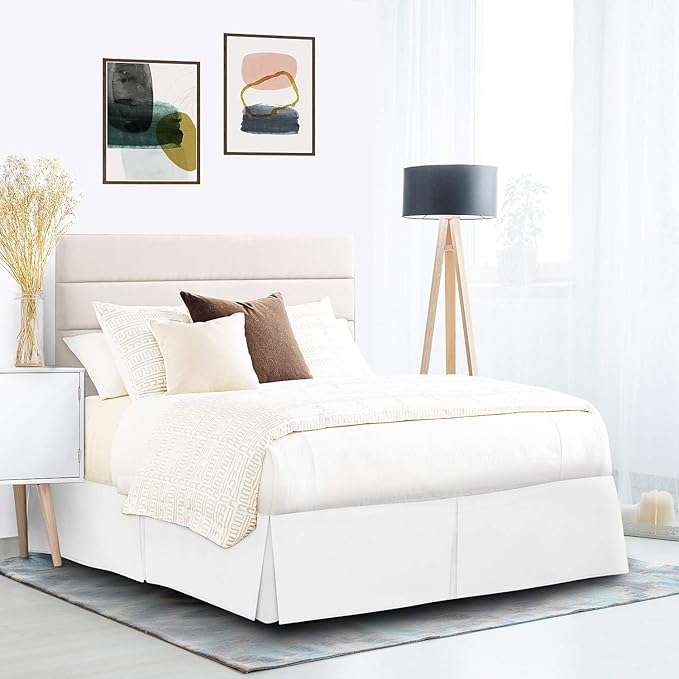 Nestl White Bed Skirt King Size - King Bed Skirt 14 Inch Drop - Brushed Microfiber Bed Skirts - Hotel Quality Pleated Bed Skirt - Shrinkage & Fade Resistant