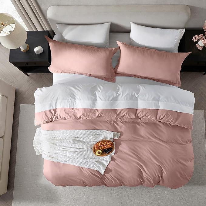 Nestl Blush Pink California King Duvet Cover Sets - Soft Prewashed Cal King Duvet Cover, 3 Piece, with Zipper Closure, 1 Duvet Cover 104x98 inches and 2 Pillow Shams