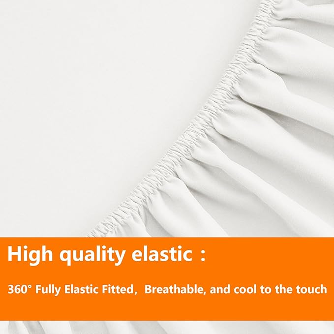 TAIMIT Ivory Queen Size Comforter Set - 7 Pieces, Bed in a Bag Bedding Sets with All Season Soft Quilted Warm Fluffy Reversible Comforter,Flat Sheet,Fitted Sheet,2 Pillow Shams,2 Pillowcases