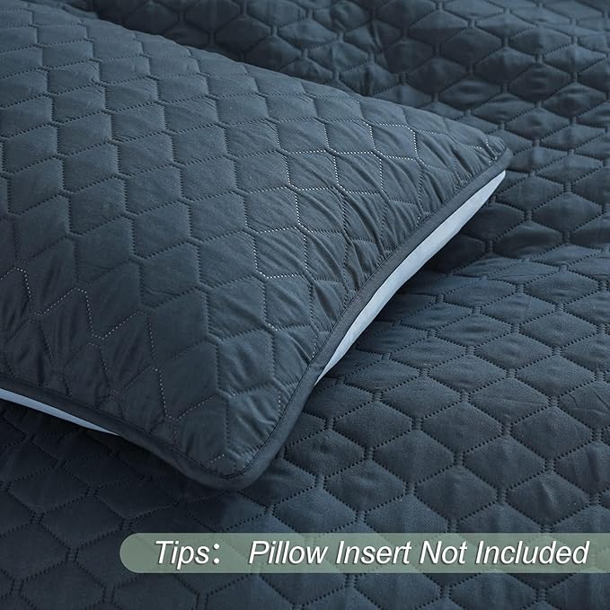 Exclusivo Mezcla Reversible California King Size Quilt Bedding Set with Pillow Shams, Lightweight Quilts Cal King Size, Soft Bedspreads Bed Coverlets for All Seasons - (Navy Blue, 112"x104")