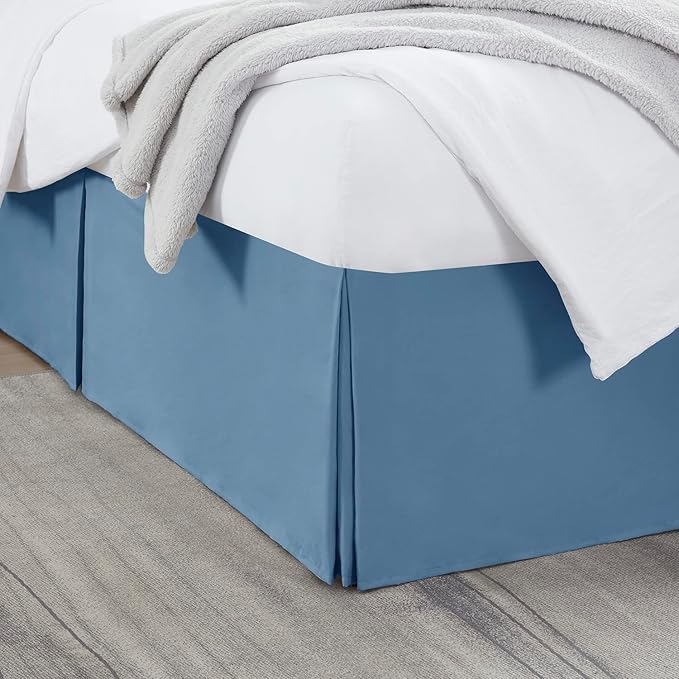 Nestl Blue Heaven Twin Bed Skirt - Twin Size Bed Skirt 14 Inch Drop - Brushed Microfiber Bed Skirts - Hotel Quality Pleated Bed Skirt - Shrinkage & Fade Resistant