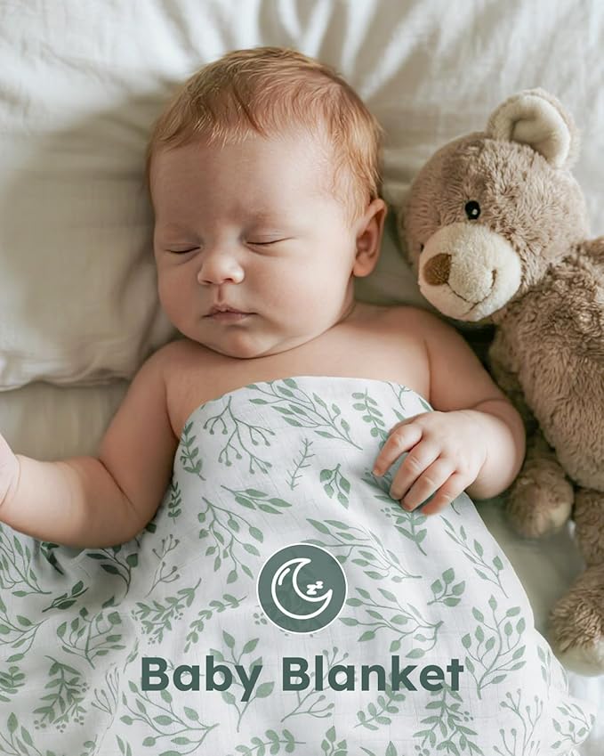 Yoofoss Muslin Swaddle Blankets, Organic Baby Blankets, 47 x 47 Inches Receiving Blanket for Baby Boys and Girls, Baby Essentials for Newborns Soft Breathable (Pack of 2)