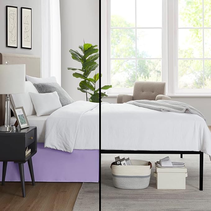 Nestl Lavender Full XL Bed Skirt - Full XL Size Bed Skirt 14 Inch Drop - Brushed Microfiber Bed Skirts - Hotel Quality Pleated Bed Skirt - Shrinkage & Fade Resistant