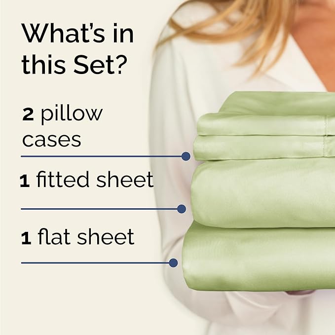 Twin 4 Piece Sheet Set - Comfy Breathable & Cooling - Ultra-Soft Hotel Luxury Bedding Set with 8-16 Inch Deep Pockets - 1 Flat & 1 Fitted Sheet & 2 Pillowcases - Wrinkle Free & Easy Care - Light Sage