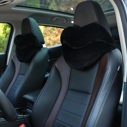 Sexysamba 2 Pack Lip Shaped Car Headrest Pillow, Comfortable Soft Head Rest Cushion Kawaii Car Accessories Cute Car Neck & Seat Pillow for Driving Travelling Office Home Decor - Black Lip