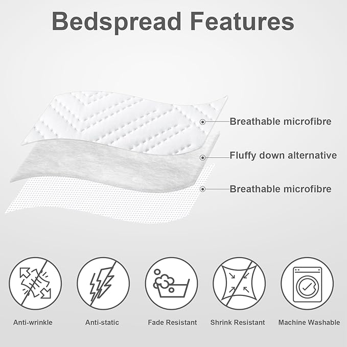 Hansleep White Quilt King Size - Geometric Ultrasonic All Season Bedspread King, Soft Lightweight Coverlet Bedding Set, 3 Pieces (1 Quilt, 2 Pillow Shams)
